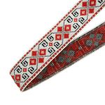 Лента (тесьма) жаккардовая 24.0 мм / 25±1 метров, Славянский орнамент Оберег, рис.9456 белый/красный, С3772Г17