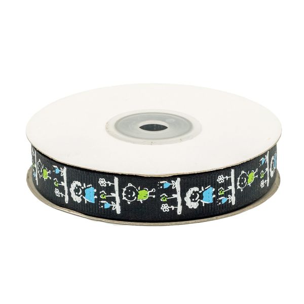 Лента репсовая (в рубчик) Дети 15 мм, 20м (черный)