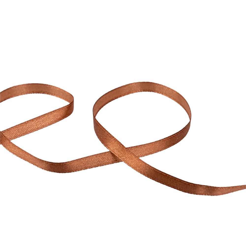 Лента атласная 1-сторонняя 6.0 мм / 10 шт по 5.4 метра, №532L(17-1230) коричневый мокка, Gamma AL-6P