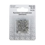 Булавки английские 22 мм, №00, 25 шт, железо, никель, Blitz PAN-00