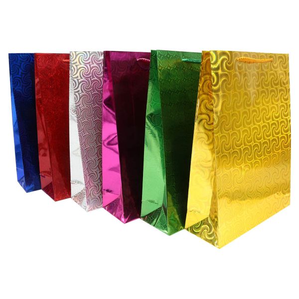 Пакет подарочный с голографией, микс 6цв 30х23см, 12 шт