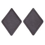 Заплатки пришивные из кожи, ромб 6х8,4см с перфорацией, 2 шт, 100% кожа, 03 темно-коричневый, 9115