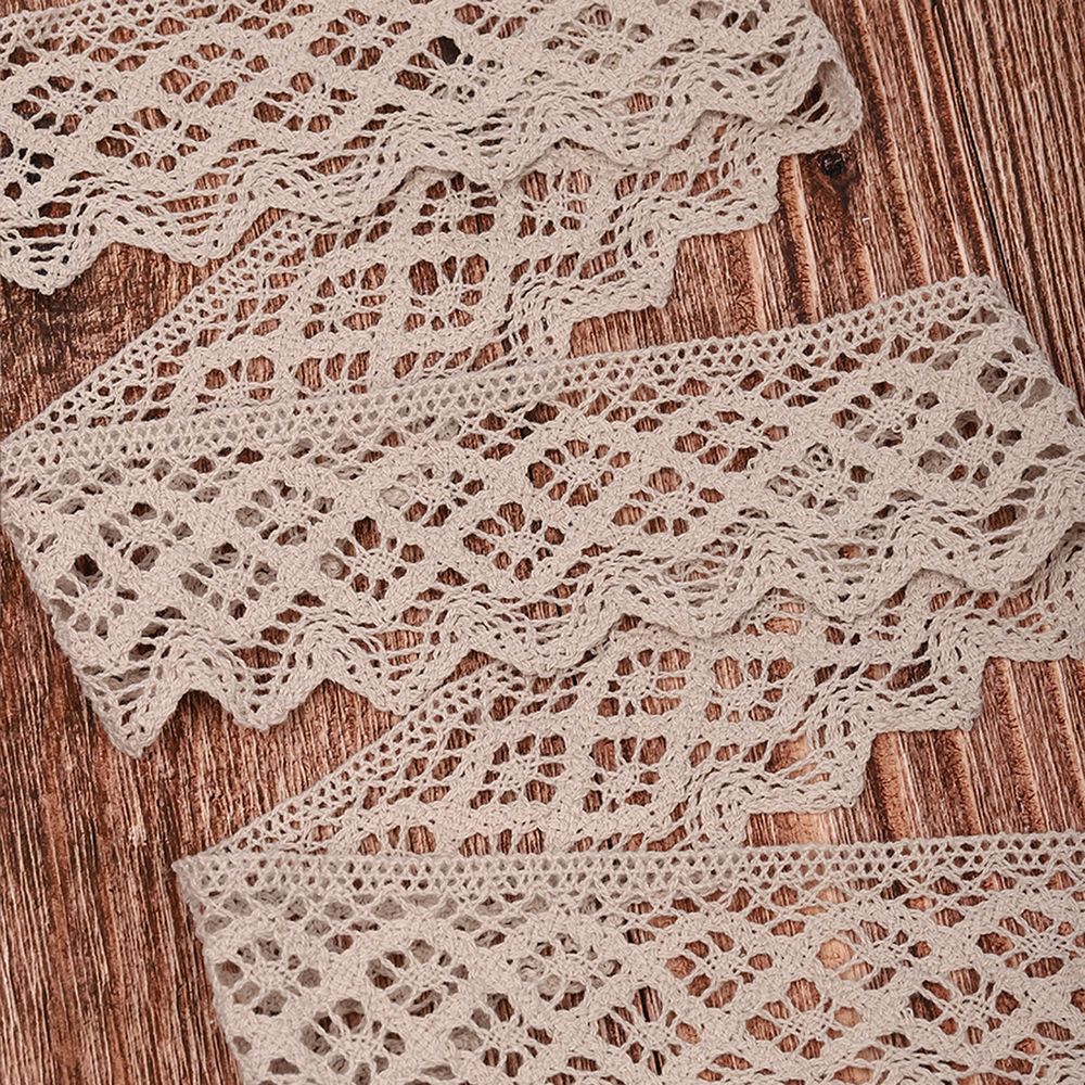 Кружево вязаное (тесьма) 50 мм / 3 метра, хлопок, TBY.1003, F307 серый лен