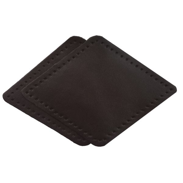 Заплатки пришивные из кожи, ромб 8х11,2см с перфорацией, 2 шт, 100% кожа, 03 темно-коричневый, 9125