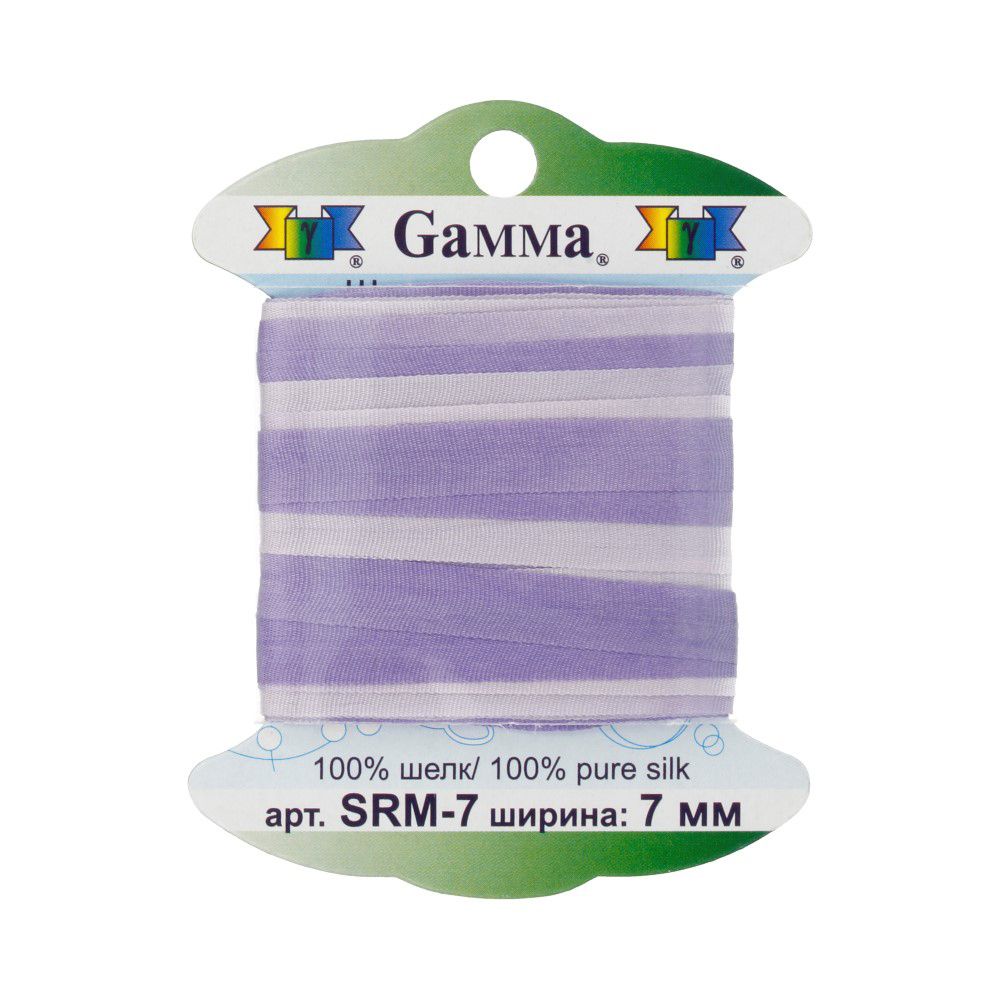 Тесьма шелковая 7 мм, 9.1 м, M010 св.фиолетовый/фиолетовый, Gamma SRM-7