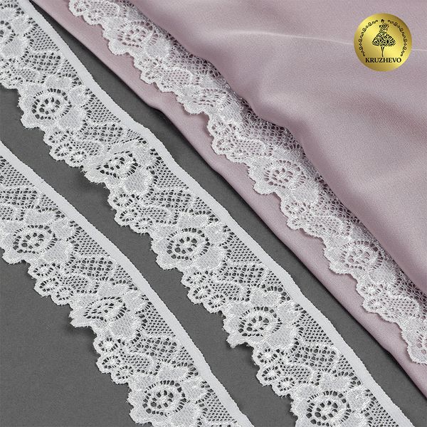 Кружево эластичное (стрейч) 30 мм, L839, цв.F102 молочный уп.50м, Kruzhevo