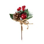 Веточка декоративная хвойная с шишкой и ягодами 19 см, 3 шт, 01, Blumentag