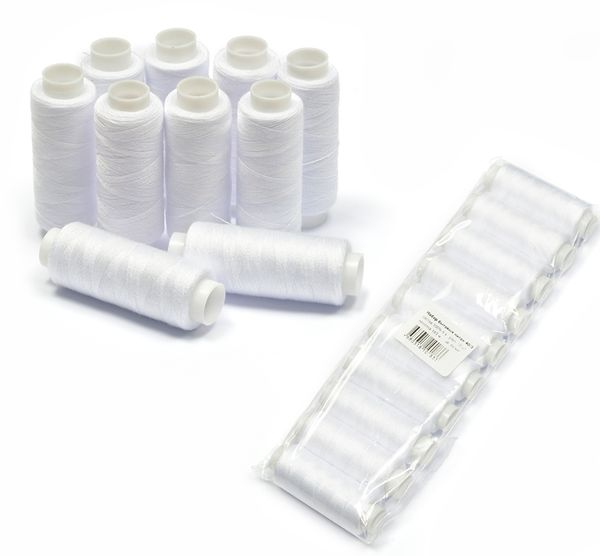 Швейные нитки (набор) 40/2 183м белые уп. 10 катушек