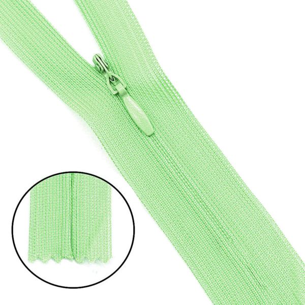 Молния потайная (скрытая) Т3 (3 мм) 1 зам., н/раз., 50 см, нейлон, F247 мятный, 10 шт