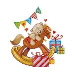 Алмазная (кристальная) мозаика Фрея, Мишка на лошадке, 31х31 см