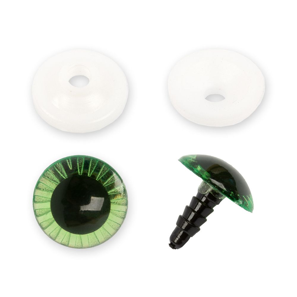 Глаза для кукол и игрушек пластиковые с фиксатором ⌀18 мм, 5х2 шт, зеленый, HobbyBe PGSL-18
