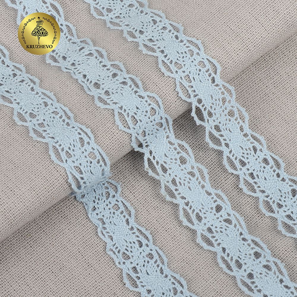 Кружево вязаное (тесьма) 15 мм / 10 метров, D1010, тонкая нить, цв.F183 голубой, Kruzhevo