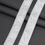 Лента (тесьма) жаккардовая 32.0 мм / 25 метров, с метанитом рис. 9908, белый/серебро, С3104Г17