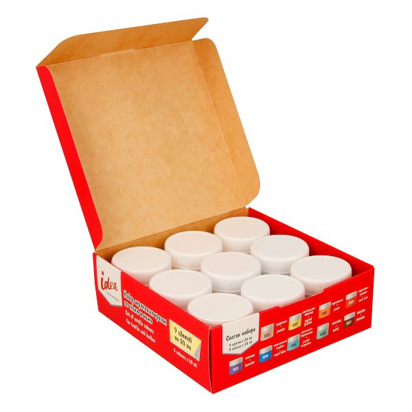 Набор красок по ткани и коже 9 цв. 20 мл, Vista-Artista idea ITAS-09