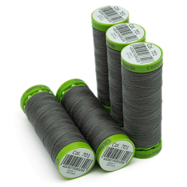 Нитки для тонких тканей Gutermann Extra Fine 150, 200м, 701 перламутрово-грифельный, 5 катушек