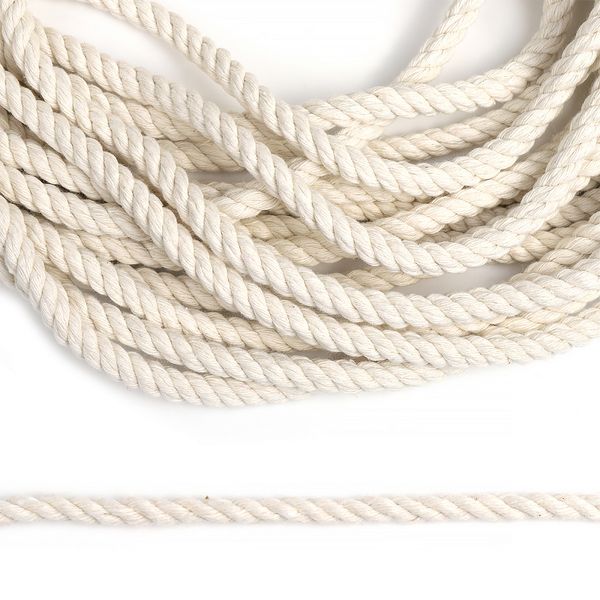 Шнур (канат) хлопковый крученый ⌀4.0 мм / 30 метров, молочный