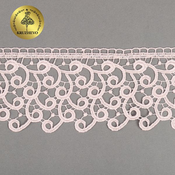 Кружево гипюр (плетёное) 80 мм, диз. 141, цв.09 розовая пудра, уп. 9 м, Kruzhevo