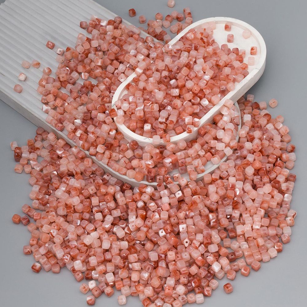 Бусины акрил 6.5х6.6 мм, 500 г, прозрач. в цвете, куб, AD080 розовый кварц, (7748713)4658 , Astra&Craft