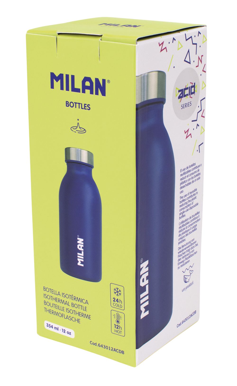 Бутылка металлическая для напитков 354 мл, Milan 643012ACDB