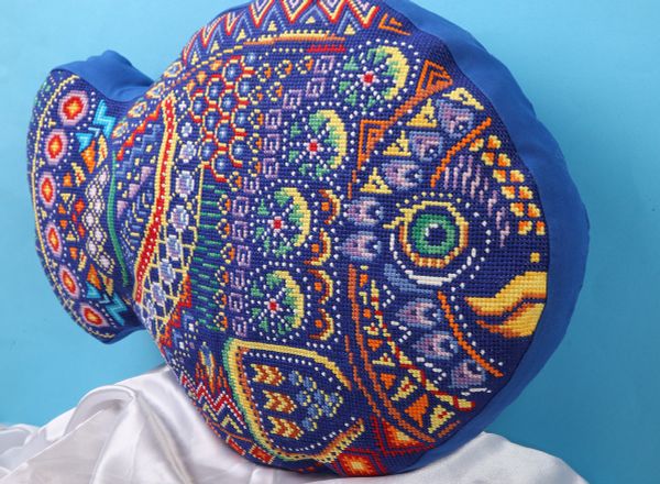 Набор для вышивания нитками Panna, Подушка. Моя рыбка, 44,5х32,5 см