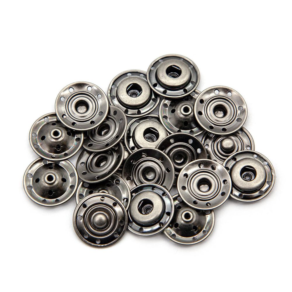 Кнопка пришивная металл ⌀19.0 мм, темное серебро, 10 шт