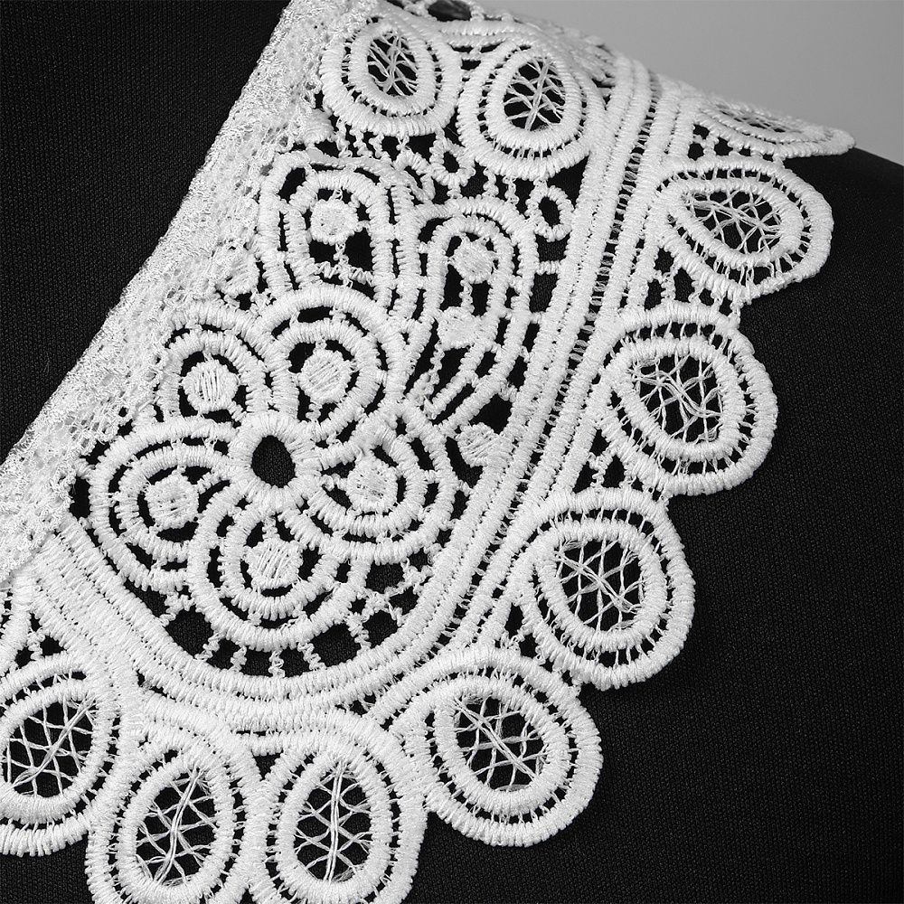 Накладной кружевной воротник 30х35 см, матовая нить Kruzhevo TBY.13/194, цв.белый уп.1шт