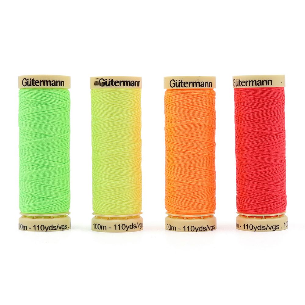 Нитки швейные (набор) Sew-All 100 м, 4 цвета NEON Gutermann (1), 734463