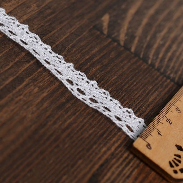 Кружево вязаное (тесьма) 13 мм / 10 метров, Тонкая нить, цв.02 белый, Kruzhevo