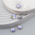 Хрустальные стразы в цапах круглой формы, белый c внутренним AB покрытием 10 мм, 5 шт, Astra&Craft, РЦ003НН10