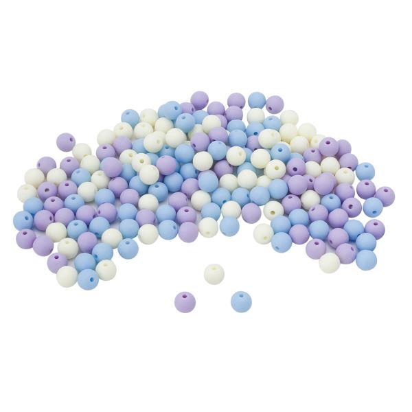 Бусины пластик ⌀8 мм, 50 г, микс цвета, матовые, круглые, Astra&Craft (сине-сиреневый), 1AL139-2