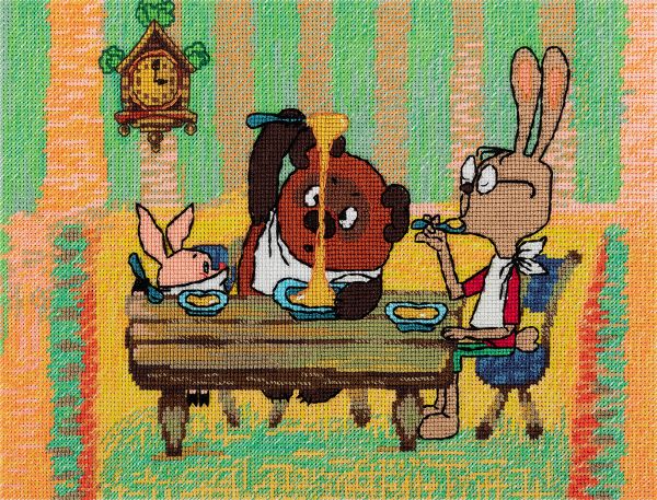 Набор для вышивания нитками Klart, Союзмультфильм. В гостях у кролика, 24х17 см