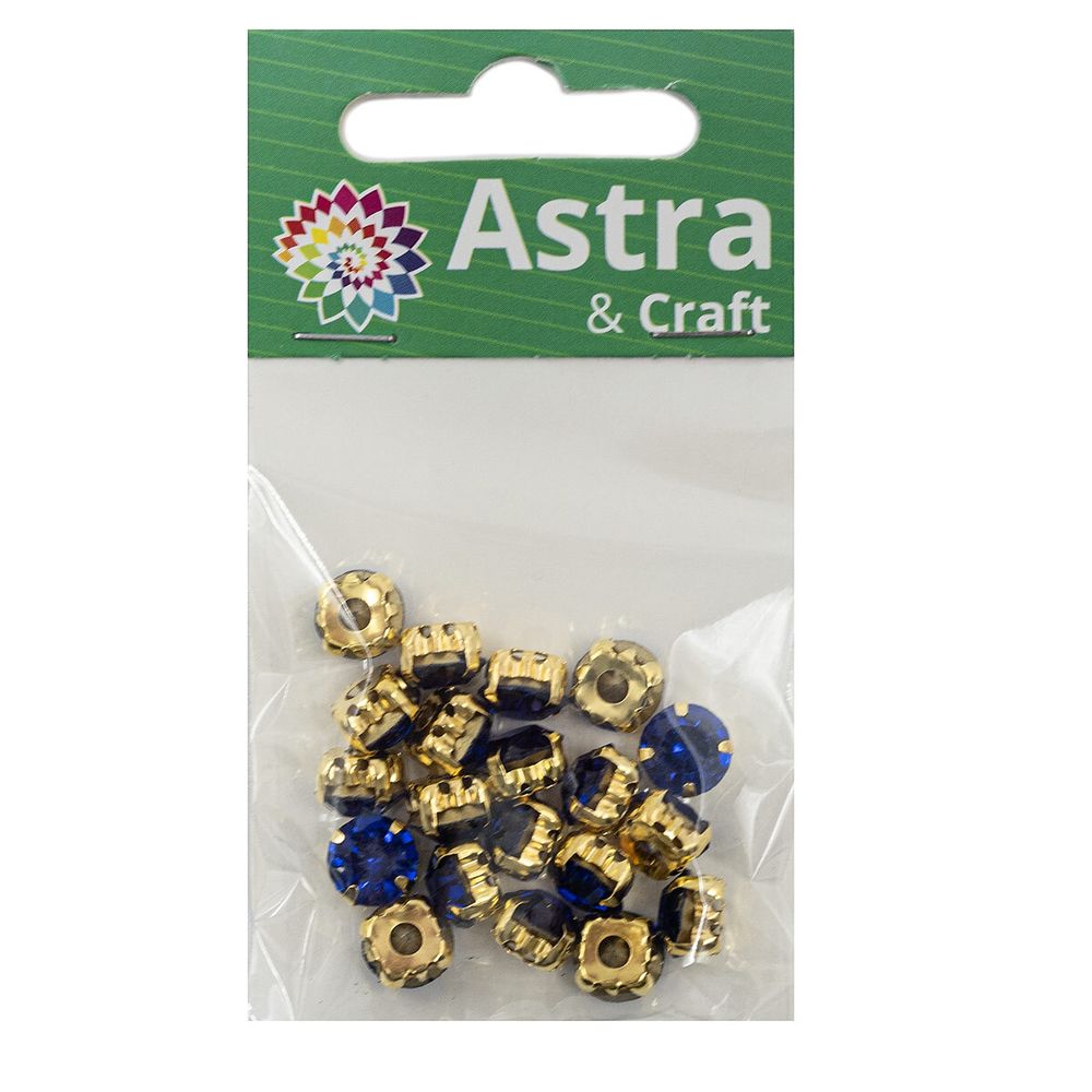 Хрустальные стразы в цапах/золото, 8мм, 20 шт/упак, Astra&Craft (25 синий), 4AR167/168