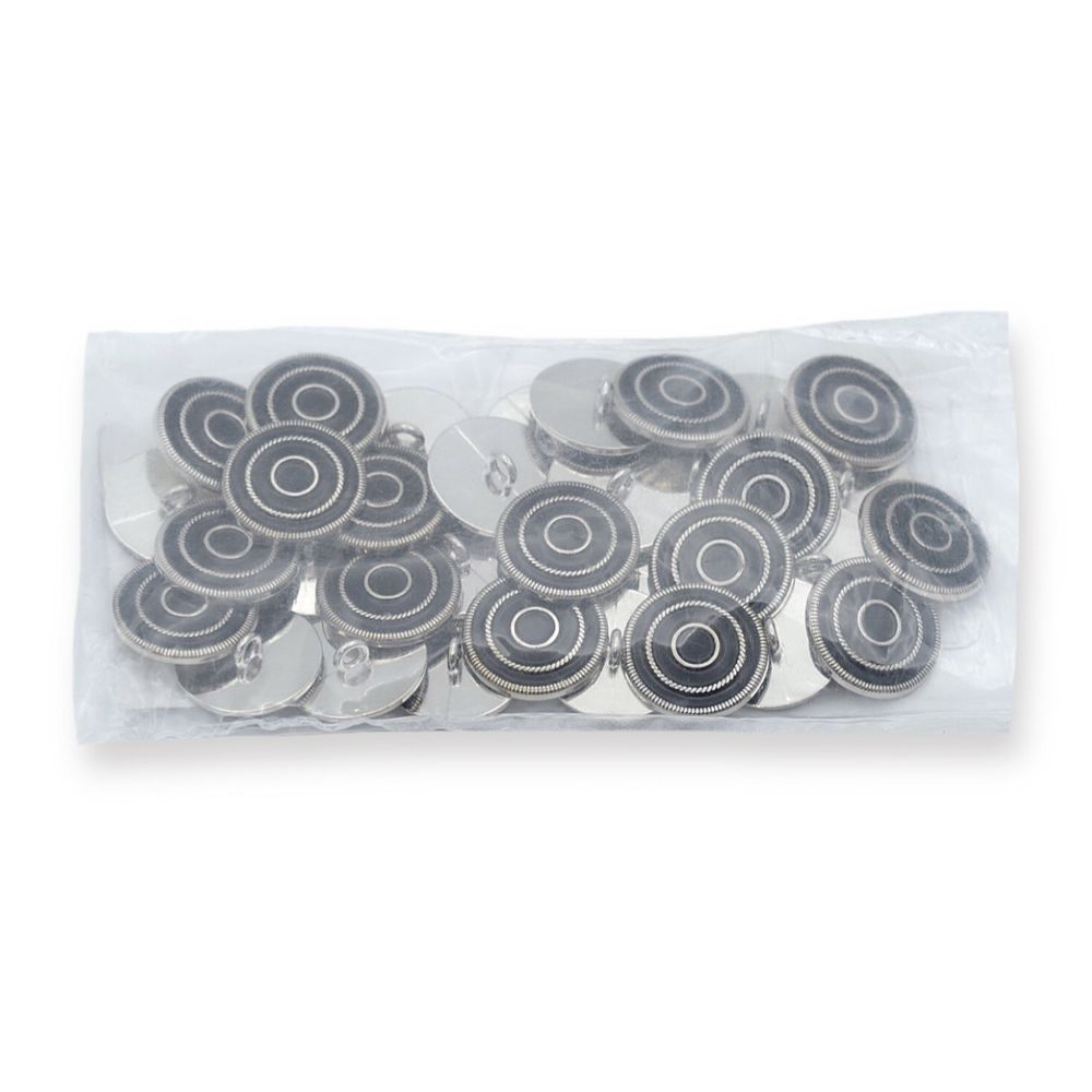 Пуговицы на ножке 28L (18мм), металл (Black/S черный с серебром), 36 шт, ME 644