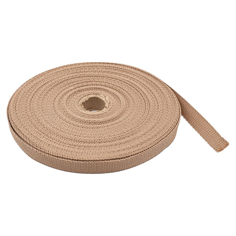 Стропа (ременная лента) 15 мм / 25 метров, толщ. 1.0 мм, [7.9 г/пог.м], 100% п/п, 24 кремовый /TOS/