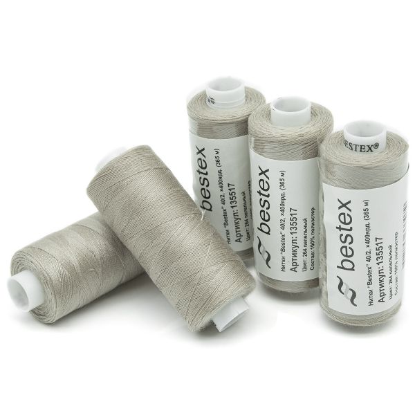 Нитки швейные бытовые Bestex 40/2, 365 м (400 ярд) / 10 кат., 264 пепельно-розовый