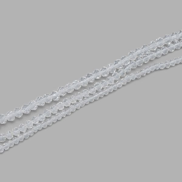 Бусины стекло ⌀2 мм, 3 мм, 4 мм, граненые, рондели, 3 нити по 38±1 см, микс, Astra&Craft, 1 прозрачный