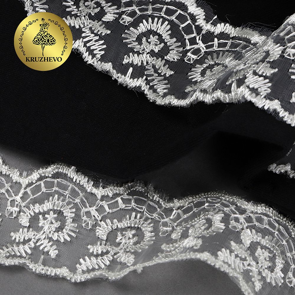 Кружево капроновое 45 мм / 9.14 м, TBS.30010 цв.002 кремовый, Kruzhevo