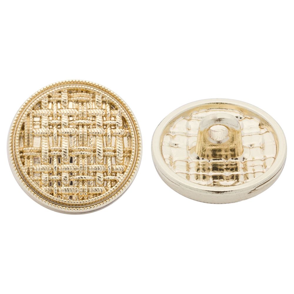 Пуговицы на ножке 24L=15 мм, металл, Gold (золотой), 10 шт, MP06