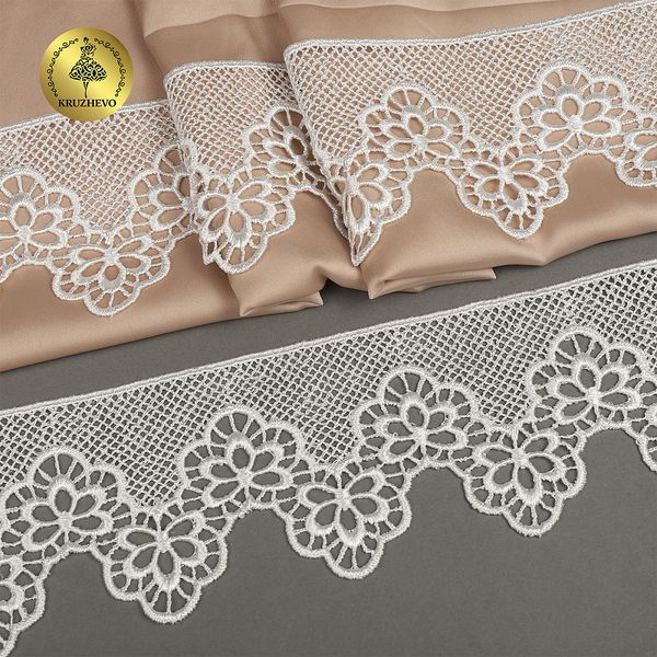 Кружево гипюр (плетёное) 80 мм, TR.0741 цв.01 белый уп.9м, Kruzhevo