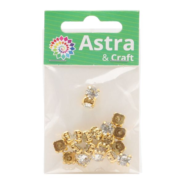 Хрустальные стразы в цапах/золото, 8мм, 20 шт/упак, Astra&Craft (01 прозрачный), 4AR167/168