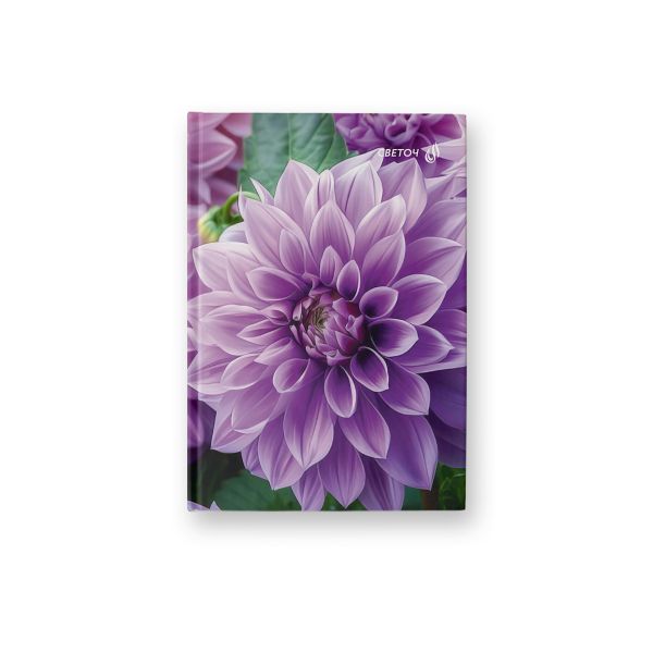 Бизнес-блокнот, матовая ламинация, ББ245 A6 64 л. 4 шт клетка, Георгины 01658, Светоч