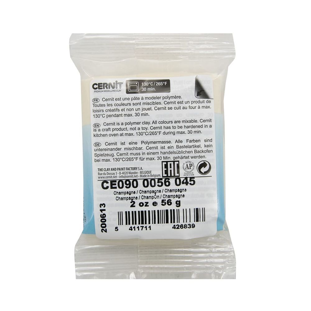 Полимерная глина Cernit №1 запекаемая, классическая 56-62 гр, 045, 055 шампанское