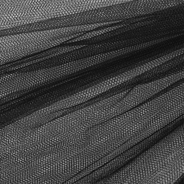 Фатин жесткий, крупная сетка 180 см, цв. черный, 3м