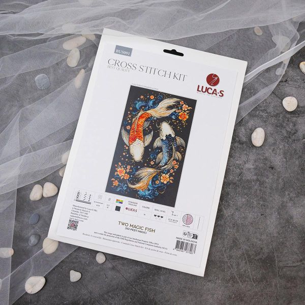 Набор для вышивания нитками Luca-S BU5091, Две Волшебные рыбки, 23х38см