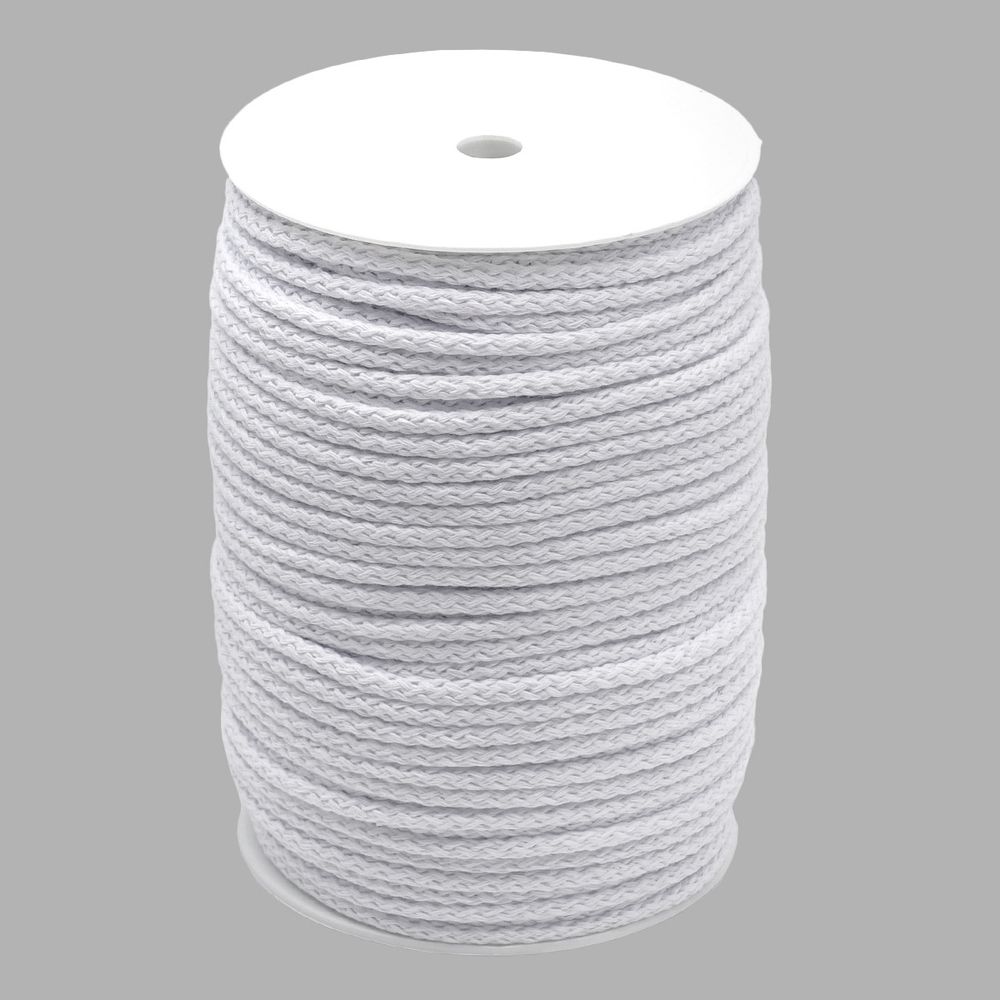 Шнур круглый х/б ⌀5.0 мм / 100 метров, 01 белый