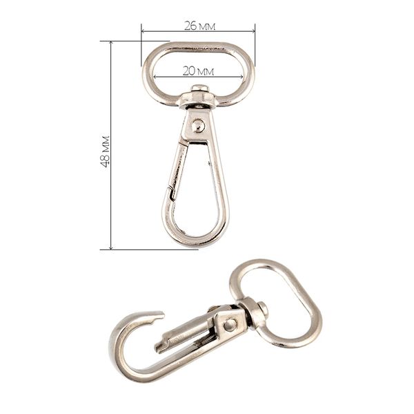 Карабин металл 20.0 мм (48х26 мм) AX11.2-20, цв. никель уп. 10 шт