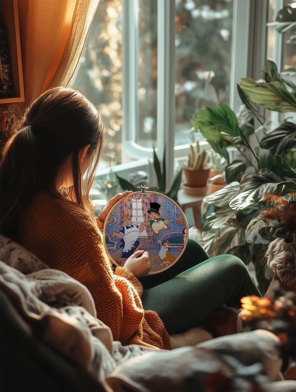 Набор для вышивания нитками Panna CMF-D-7543, В веселой компании, 32х23 см