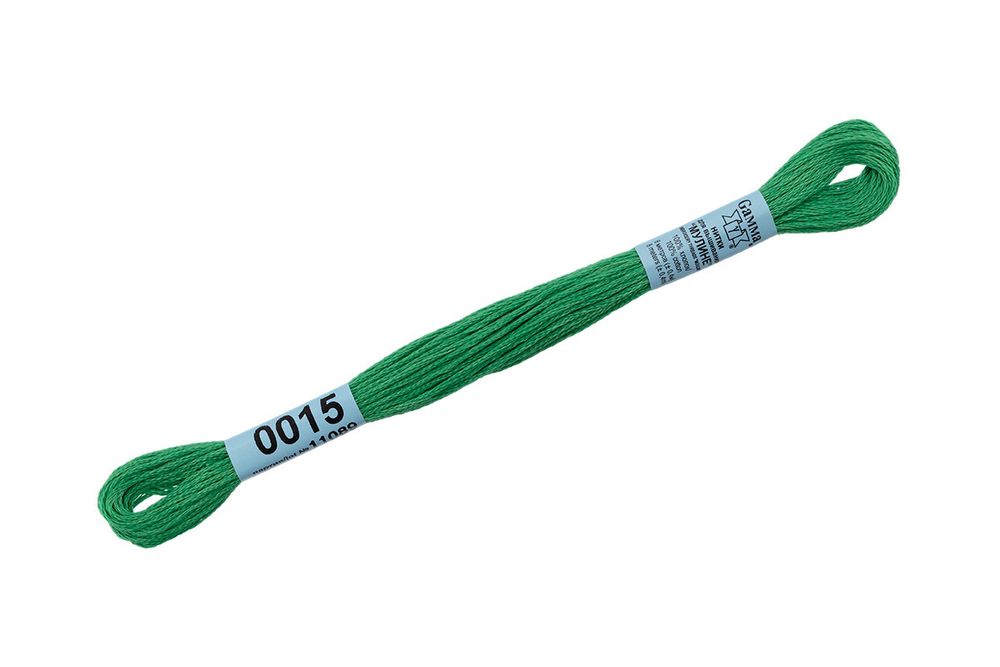 Мулине Gamma 100% хлопок, цв.0015 св.зеленый, 24 мотка по 8 метров