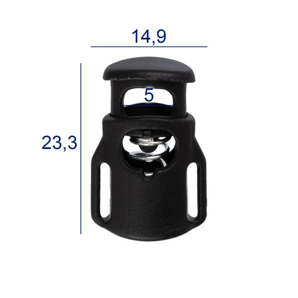 Фиксатор (зажим) для шнура пластик 1 отв., ⌀5.0 мм, 24 шт, №01 черный, Micron A 8852