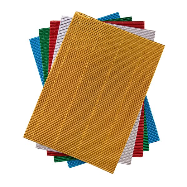 Картон цветной гофрированный, цвета металлик A4 21х29.7 см, 5 л. 5 цв, Лео LPCB-02